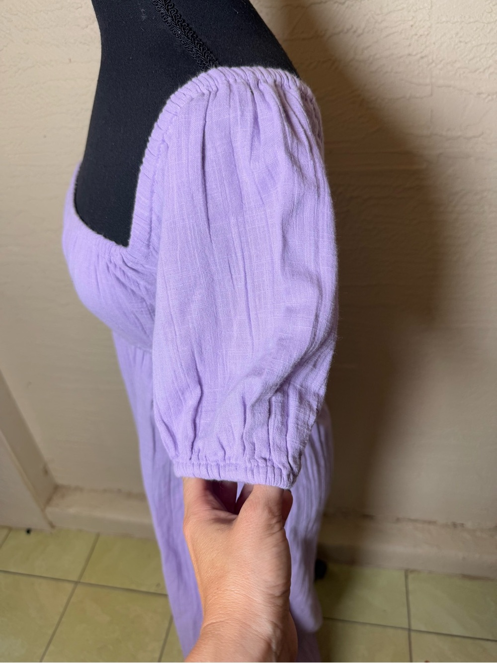 Billabong Lilac Puff Sleeve Cutout Maxi Dress Cottagecore Prairie NWT Small - Picture 8 of 12